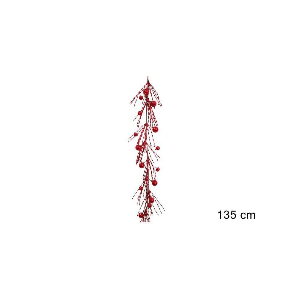 GHIRLANDA 135CM FILI LAMINATI E PALLINE ROSSE